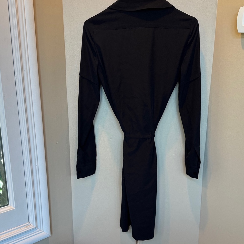 Diane Von Furstenberg Elegant Silk Black Shirt Dress size 0 new with tags - Picture 3 of 7